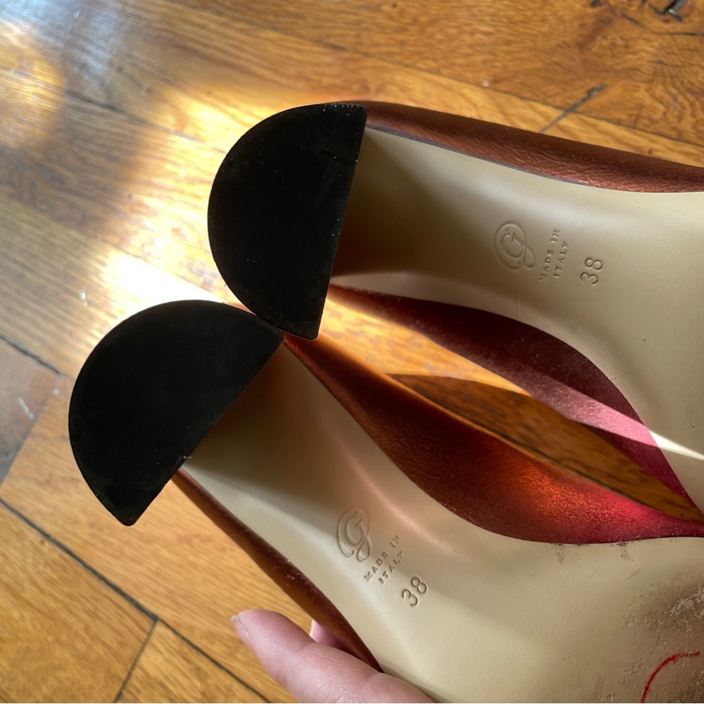 M. Gemi Lustro Suede+Leather Heels Ombré Chianti Copper red holiday metallic 38 - Picture 9 of 13